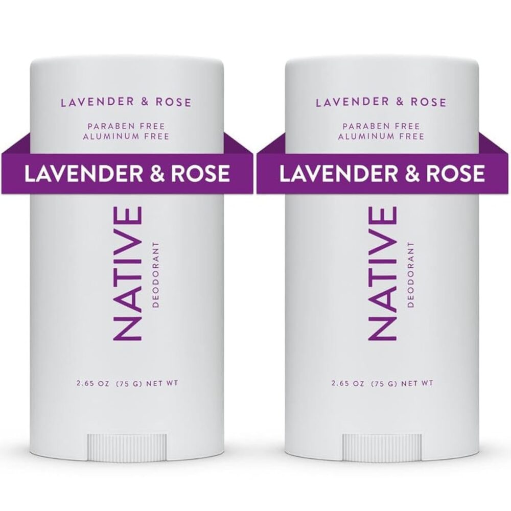 Native Aluminum‑Free Deodorant – Lavender & Rose – 2‑Pack (2 oz Each)