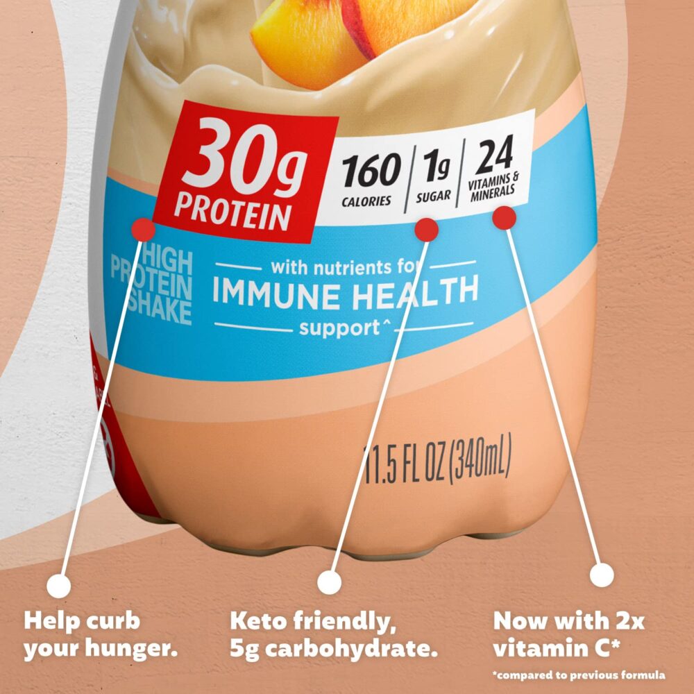 Premier Protein Shake 30g 1g Sugar 24 Vitamins Minerals Nutrients to Support Immune Health, Peaches & Cream, 11.5 Fl Oz (Pack of 12), Total 138 Fl Oz - Image 3