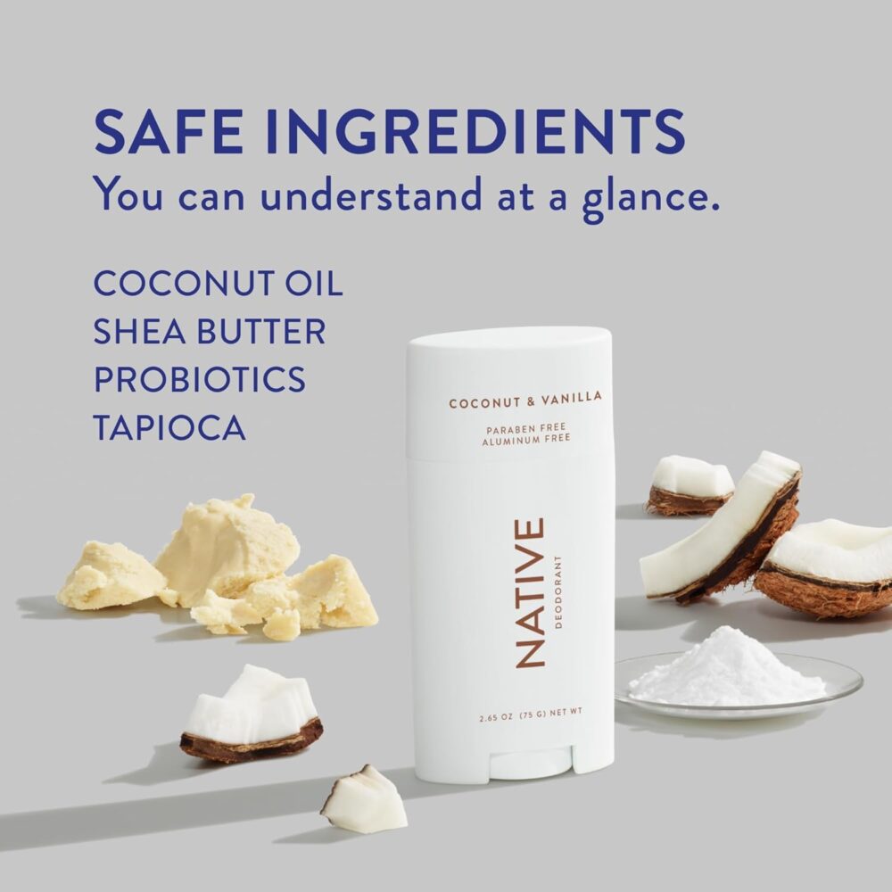 Native Aluminum-Free Deodorant – Coconut & Vanilla – 3‑Pack (2.65 oz Each) - Image 2