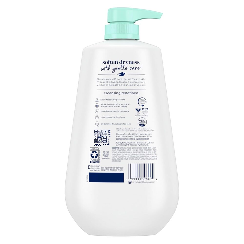 Dove Sensitive Skin Body Wash – 30.6 oz Pump Bottles (Pack of 3) - Image 3