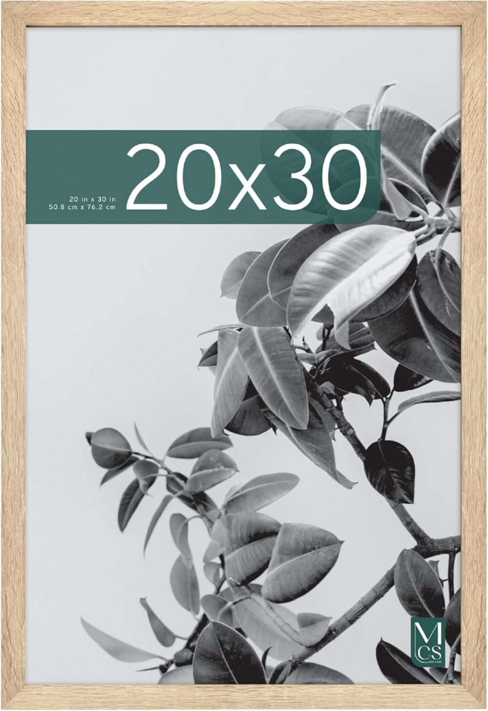 MCS Studio Gallery Poster Frame – Natural Woodgrain, 20 × 30 in, Vertical & Horizontal Wall Hanging (1‑Pack)