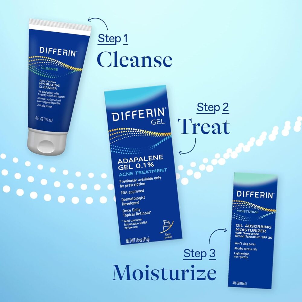 Differin Acne Treatment Gel – 0.1% Adapalene, 90‑Day Supply (1 oz Pump Tube) - Image 5