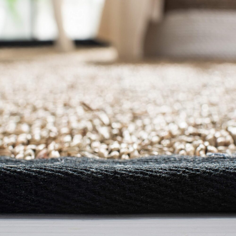 Safavieh Natural Fiber Collection Area Rug – 3′ Round, Natural & Black – Border Basketweave Seagrass Design (NF114C) - Image 4