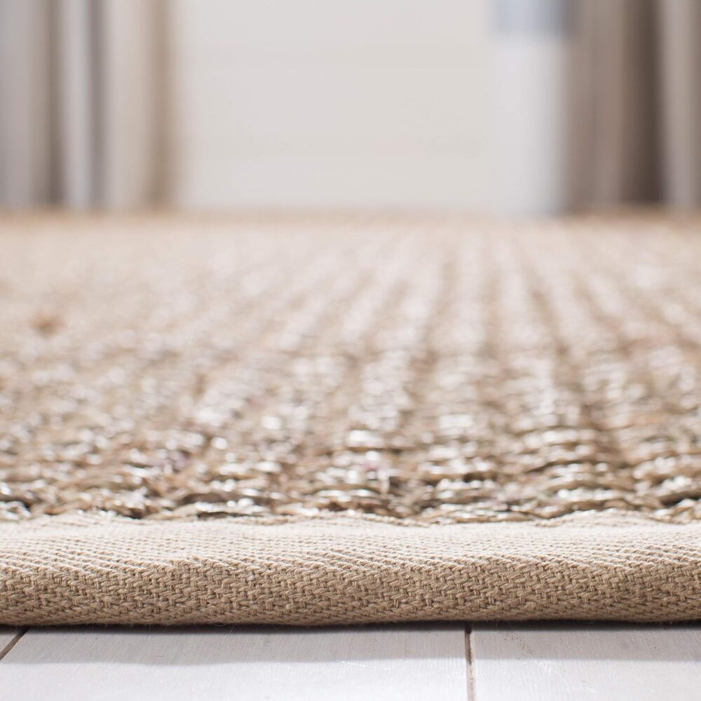 SAFAVIEH Natural Fiber Collection Area Rug – 3′ Round, Natural & Beige – Basketweave Seagrass with Border (NF114A) - Image 4