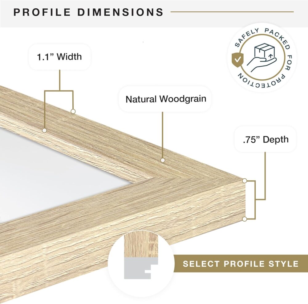 MCS Studio Gallery Poster Frame – Natural Woodgrain, 20 × 30 in, Vertical & Horizontal Wall Hanging (1‑Pack) - Image 7