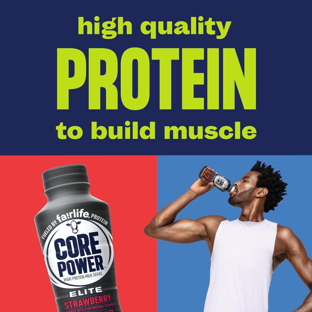 Core Power Elite High Protein Shake – Strawberry, 42 g Protein – 14 fl oz Bottle (Pack of 12) - Image 3