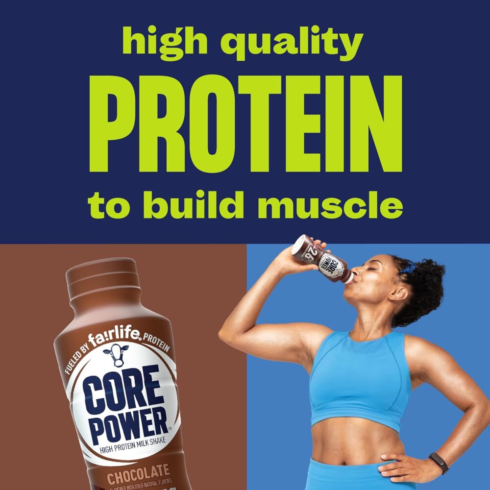 Core Power Protein Shake – Chocolate, 26 g Protein – 14 fl oz Bottle (Pack of 12) - Image 2