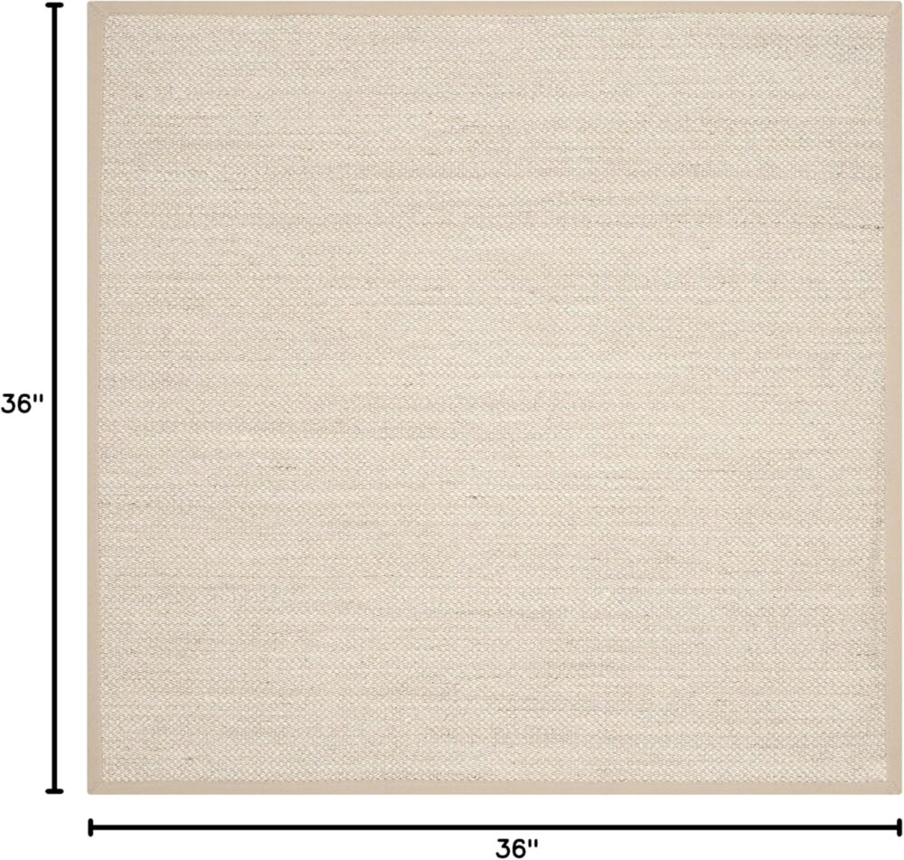 Safavieh Natural Fiber Collection Area Rug – 3′ Square, Marble & Linen – Border Sisal Design (NF143B) - Image 7