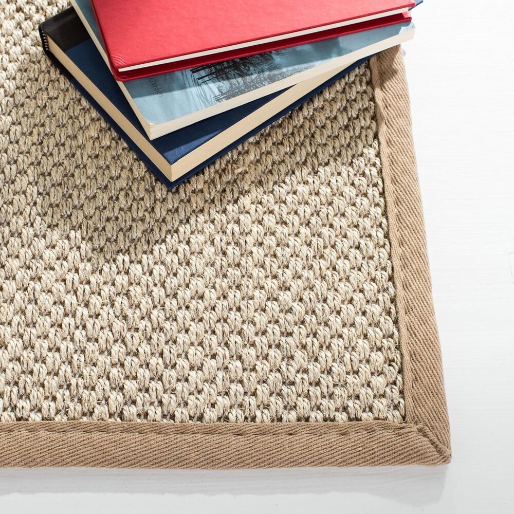 Safavieh Natural Fiber Collection Area Rug – 3′ Square, Marble & Linen – Border Sisal Design (NF143B) - Image 2