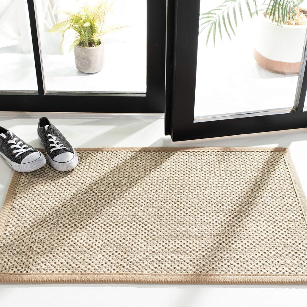 Safavieh Natural Fiber Collection Area Rug – 3′ Square, Marble & Linen – Border Sisal Design (NF143B) - Image 4