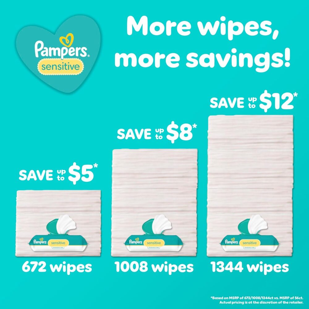 Pampers Sensitive Baby Wipes - 504 Count - Image 3
